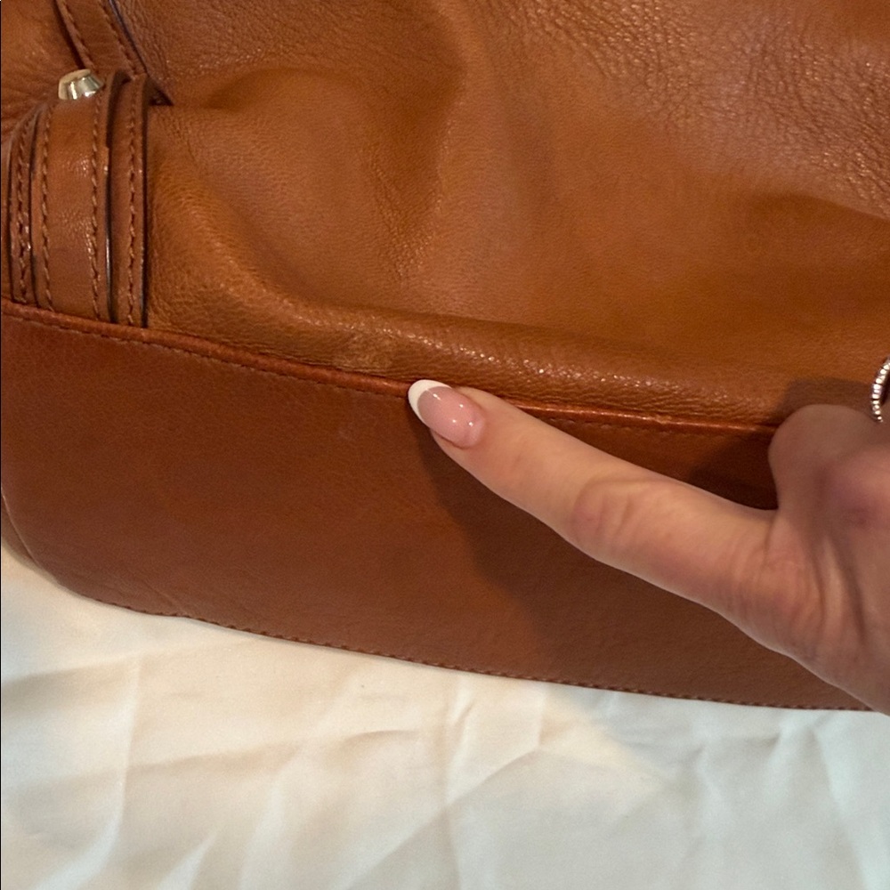 Michael Kors Leather Shoulder Bag – Cognac Brown | Gold Hardware - Picture 12 of 14